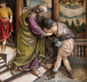 STITAR, CROATIA - Return of the prodigal son, Relief on main altar in the church of Saint Matthew in Stitar, Croatia